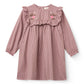 COPENHAGEN COLOR DUSTY ROSE CHECKERED EMBROIDERED RUFFLE DRESS