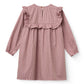 COPENHAGEN COLOR DUSTY ROSE CHECKERED EMBROIDERED RUFFLE DRESS