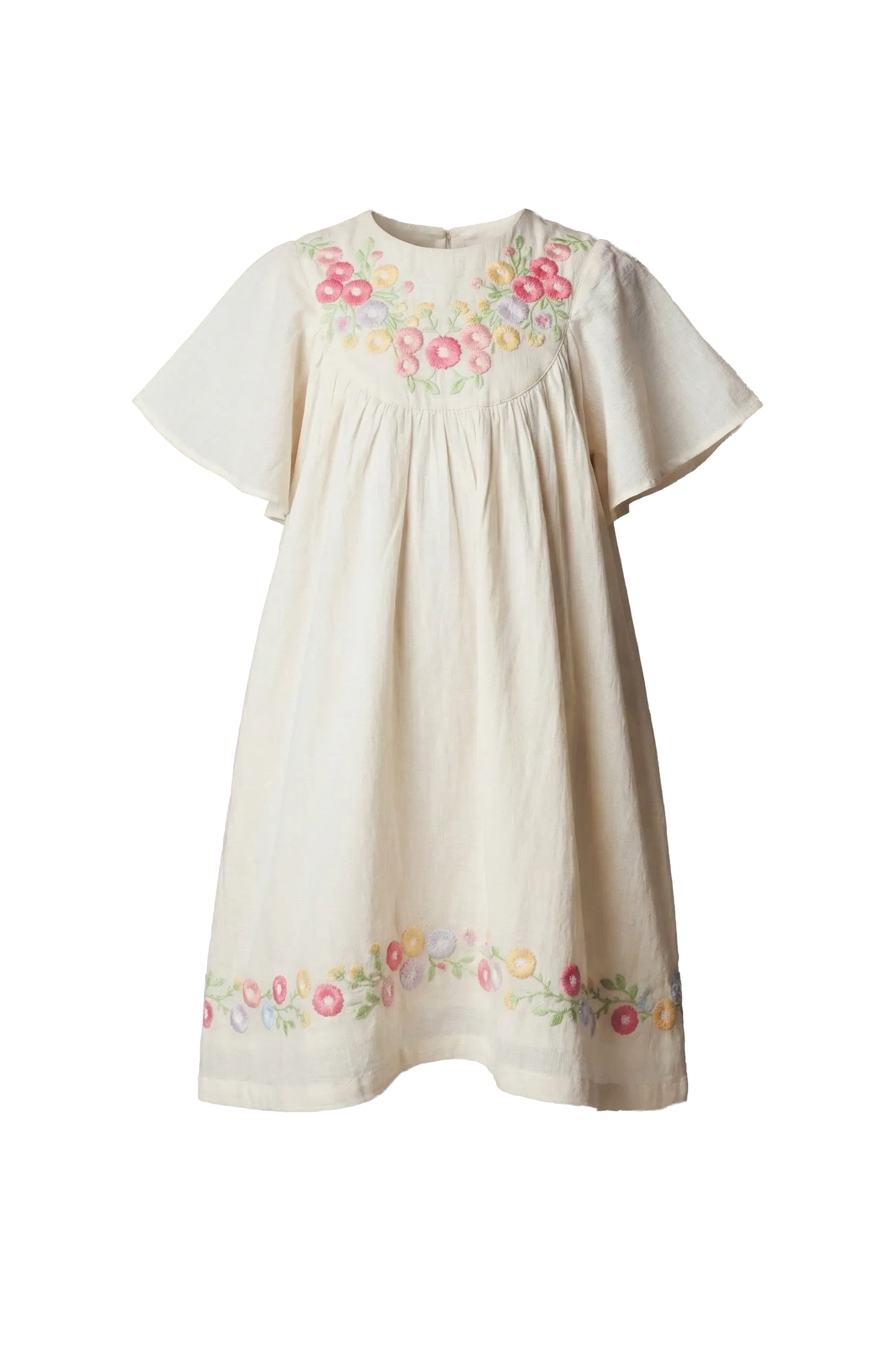 PERNILLE BEIGE FLOWER EMBROIDERED DRESS [FINAL SALE]