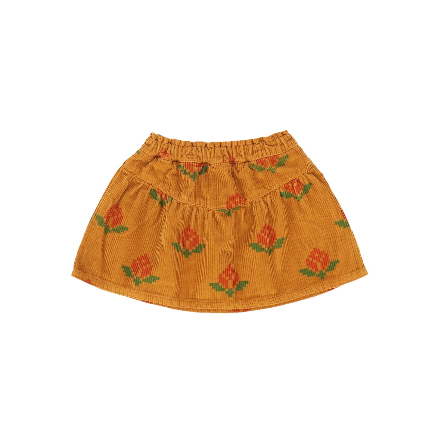 PIUPIUCHICK ORANGE FLOWER PRINT CORDUROY SKIRT
