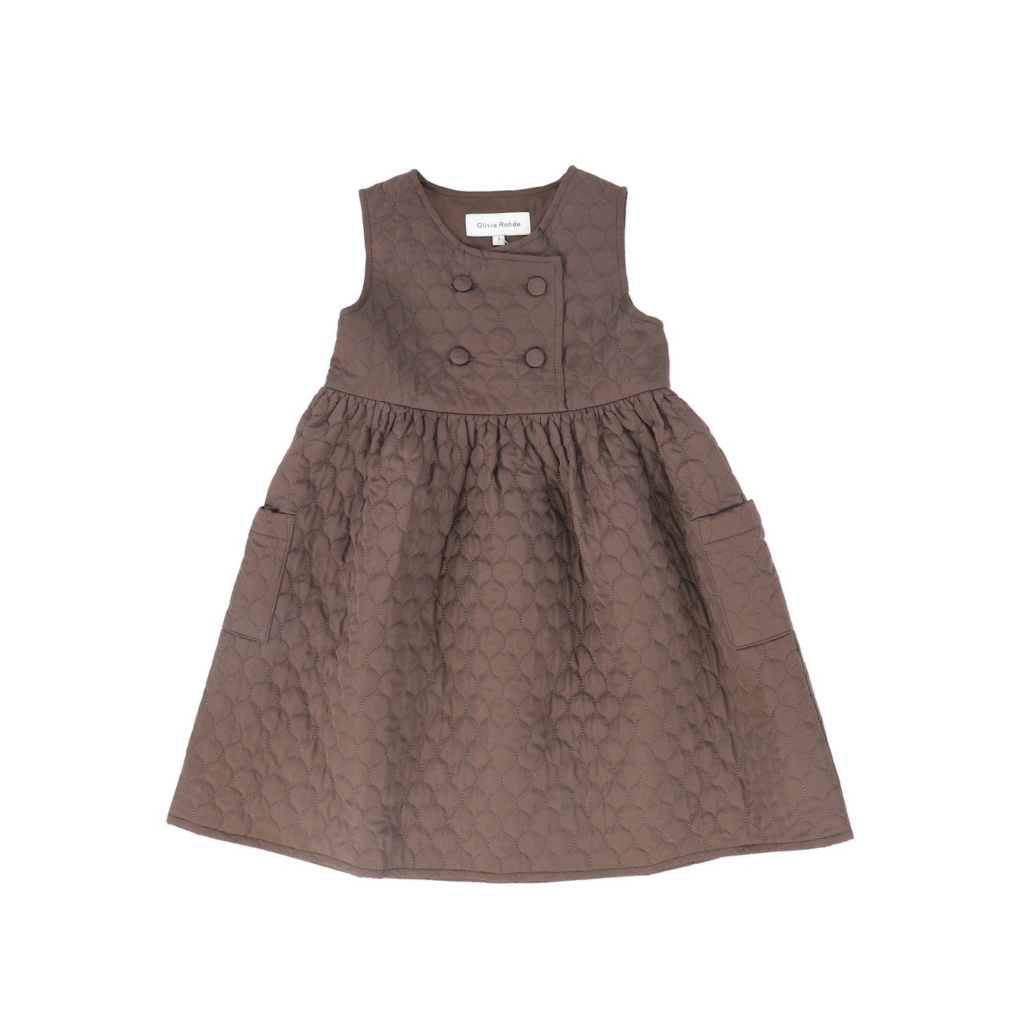 OLIVIA ROHDE COFFEE DOUBLE BREASTED QUILTED DRESS