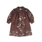 OLIVIA ROHDE MOCHA/TAN FLORAL GATHERED DRESS