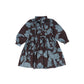 OLIVIA ROHDE BLACK/DUSTY BLUE ALLOVER PRINT COLLARED DRESS