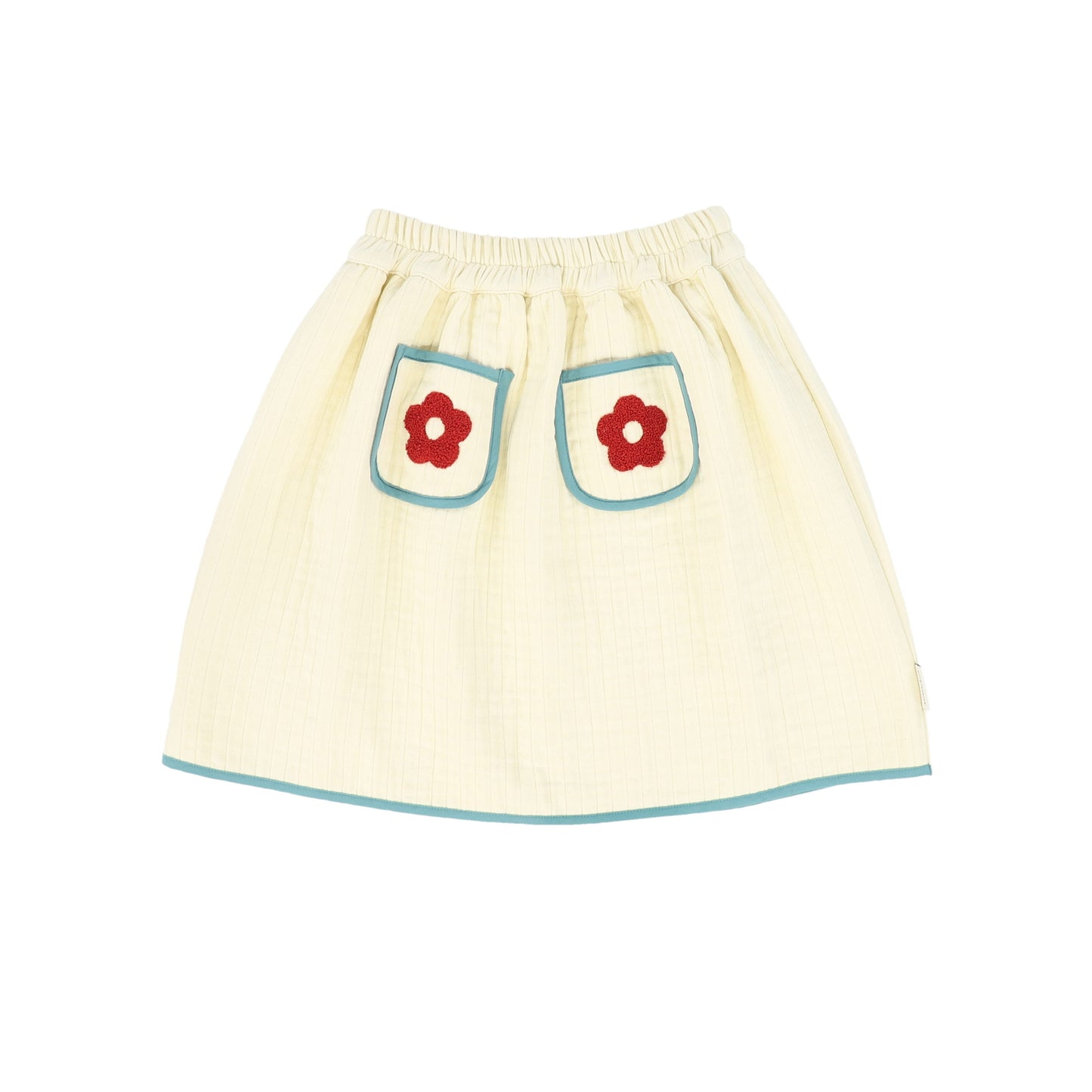 PIUPIUCHICK ECRU/GREEN EMBROIDERED POCKET SKIRT