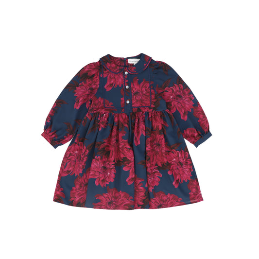 CHRISTINA ROHDE NAVY/RASPBERRY FLORAL COLLAR DRESS
