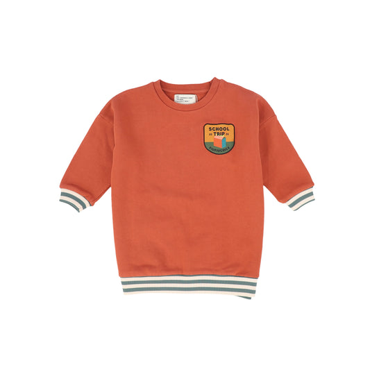 PIUPIUCHICK BRICK STRIPED TRIM SWEATSHIRT DRESS