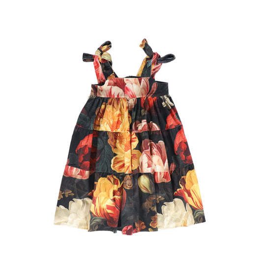 CHRISTINA ROHDE BLACK/ORANGE FLORAL TIERED JUMPER