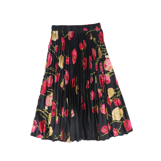CHRISTINA ROHDE BLACK/HOT PINK FLOWER PRINT SKIRT