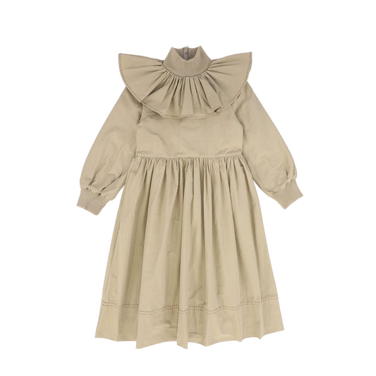 THE MIDDLE DAUGHTER BEIGE RUFFLE CAPE DRESS