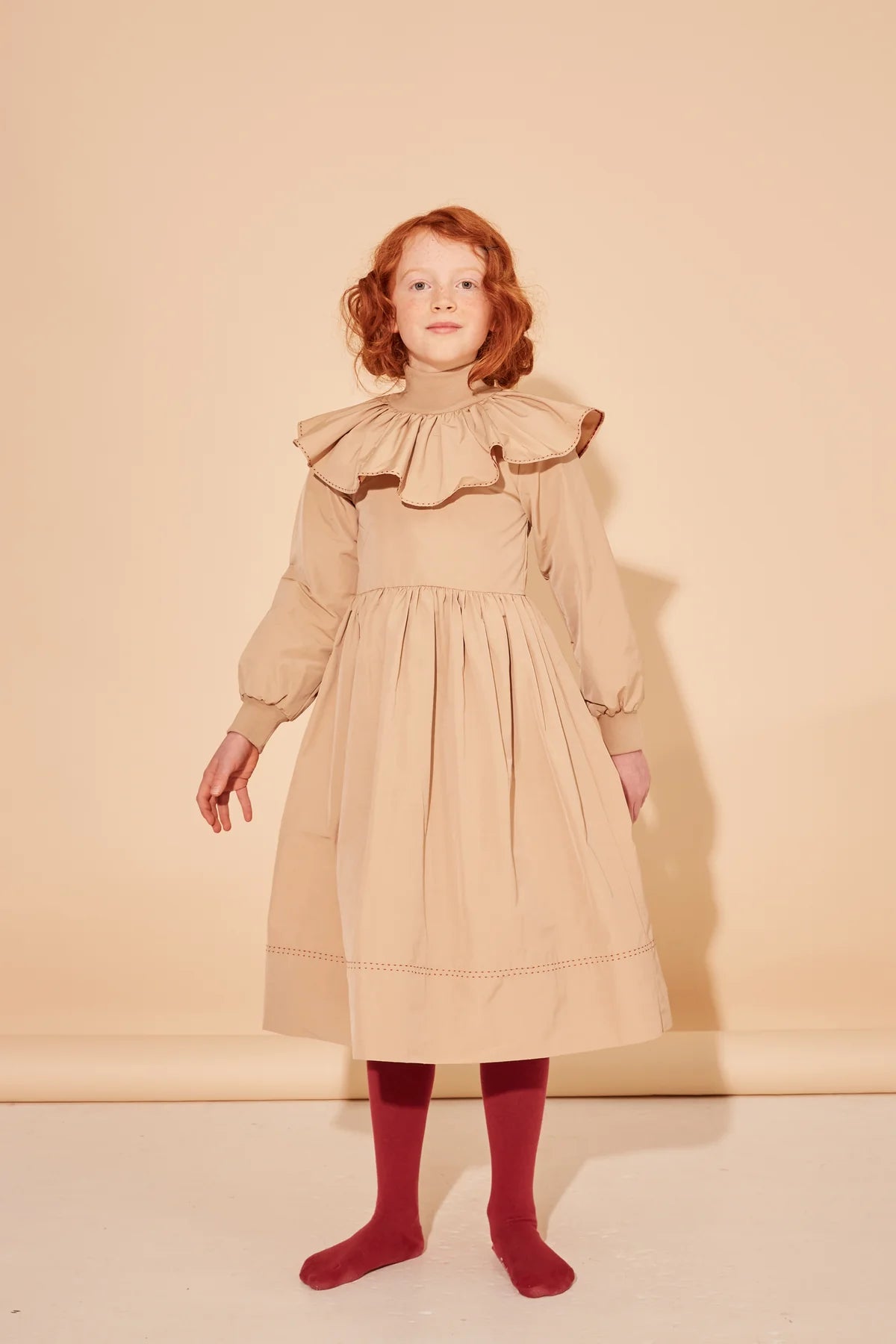 THE MIDDLE DAUGHTER BEIGE RUFFLE CAPE DRESS