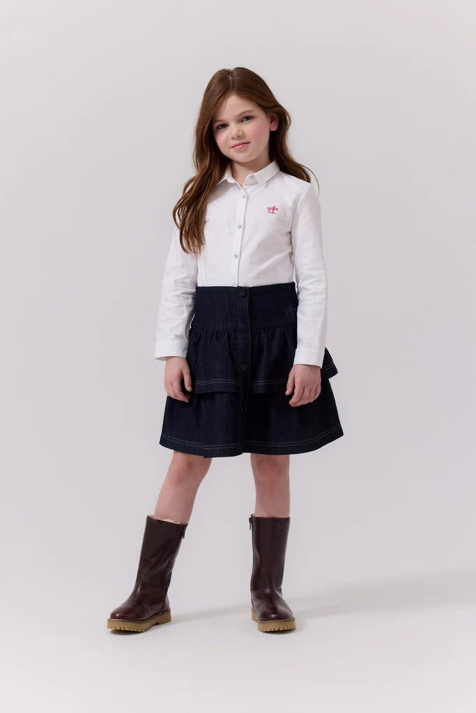 COTTIER NAVY LAYER BUTTON SKIRT
