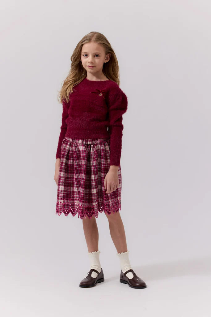 COTTIER BURGUNDY RIBBON SWEATER