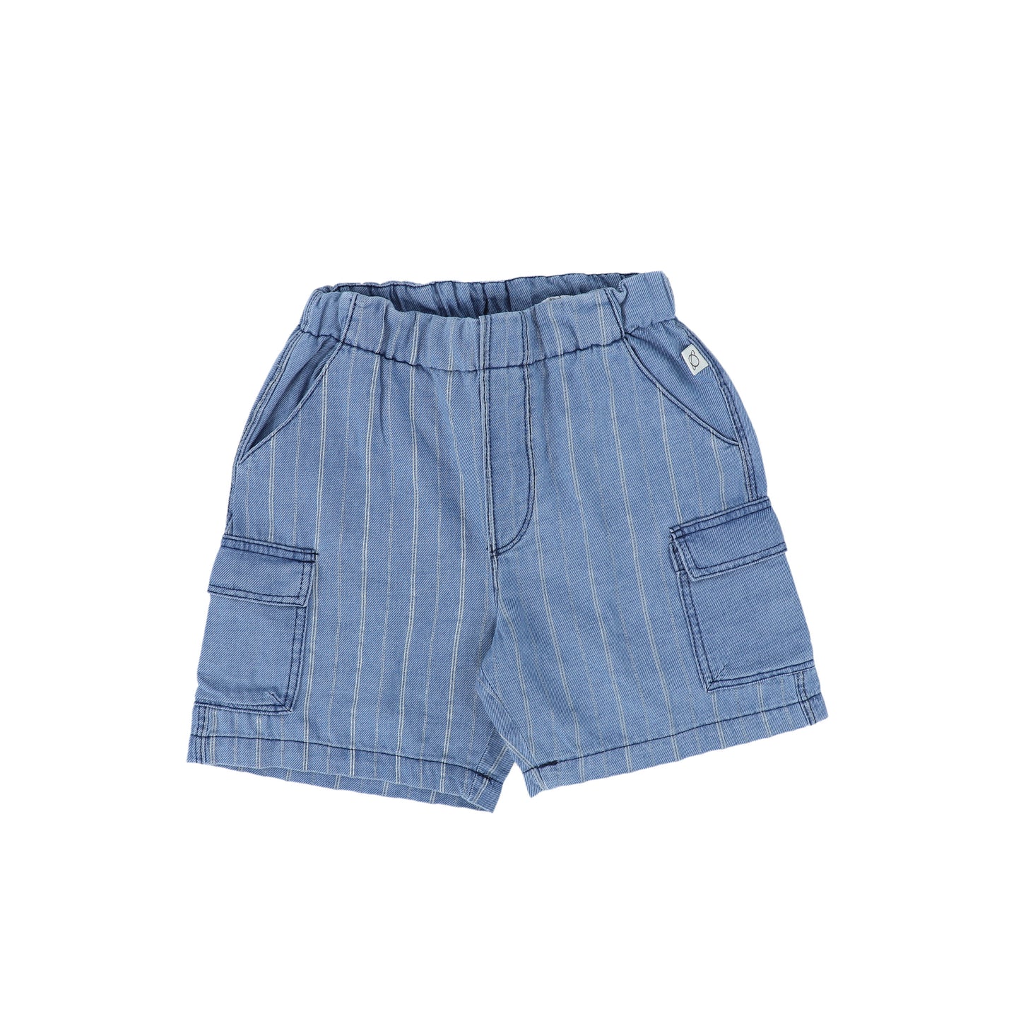 MY LITTLE COZMO BLUE DENIM STRIPED SHORTS