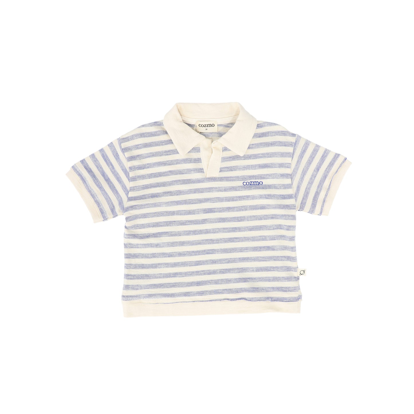 MY LITTE COZMO BLUE/ECRU STRIPED POLO