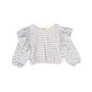 MY LITTE COZMO BLUE/ECRU STRIPED RUFFLE TRIM TOP