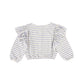 MY LITTE COZMO BLUE/ECRU STRIPED RUFFLE TRIM TOP