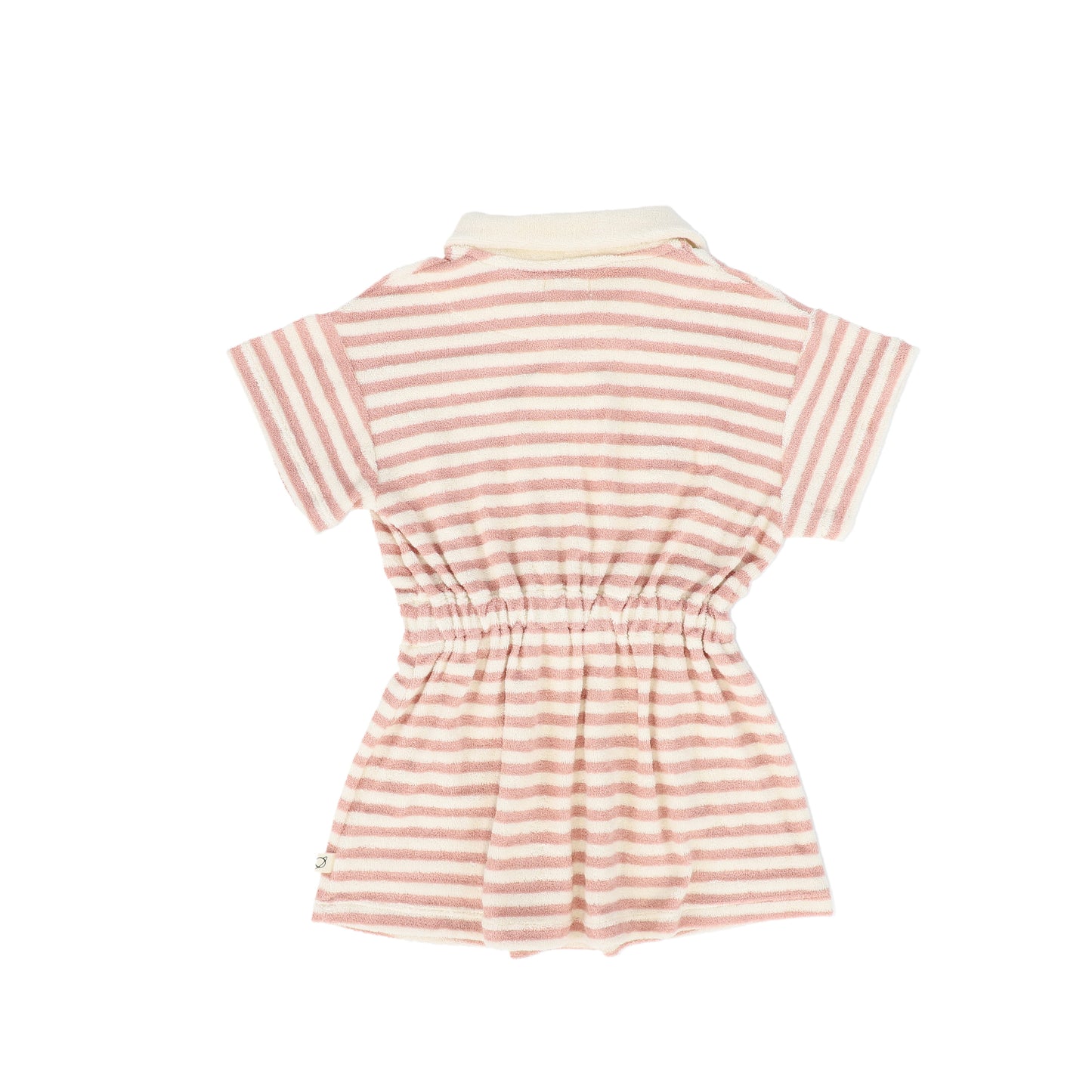 MY LITTLE COZMO ROSE STRIPED TERRY COLLAR DRESS