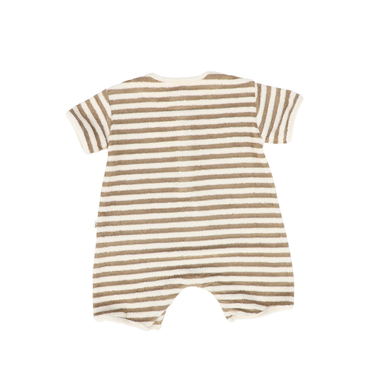 MY LITTE COZMO BROWN/BEIGE STRIPED TERRY ROMPER