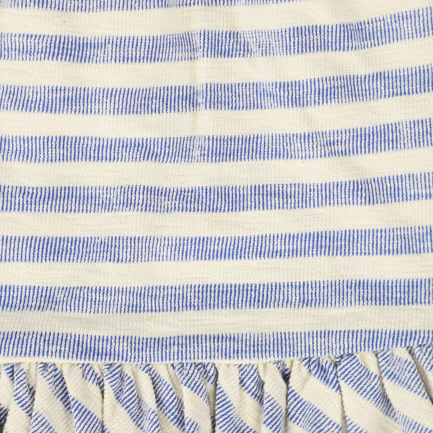 MY LITTE COZMO BLUE/ECRU STRIPED RUFFLE TRIM SKIRT