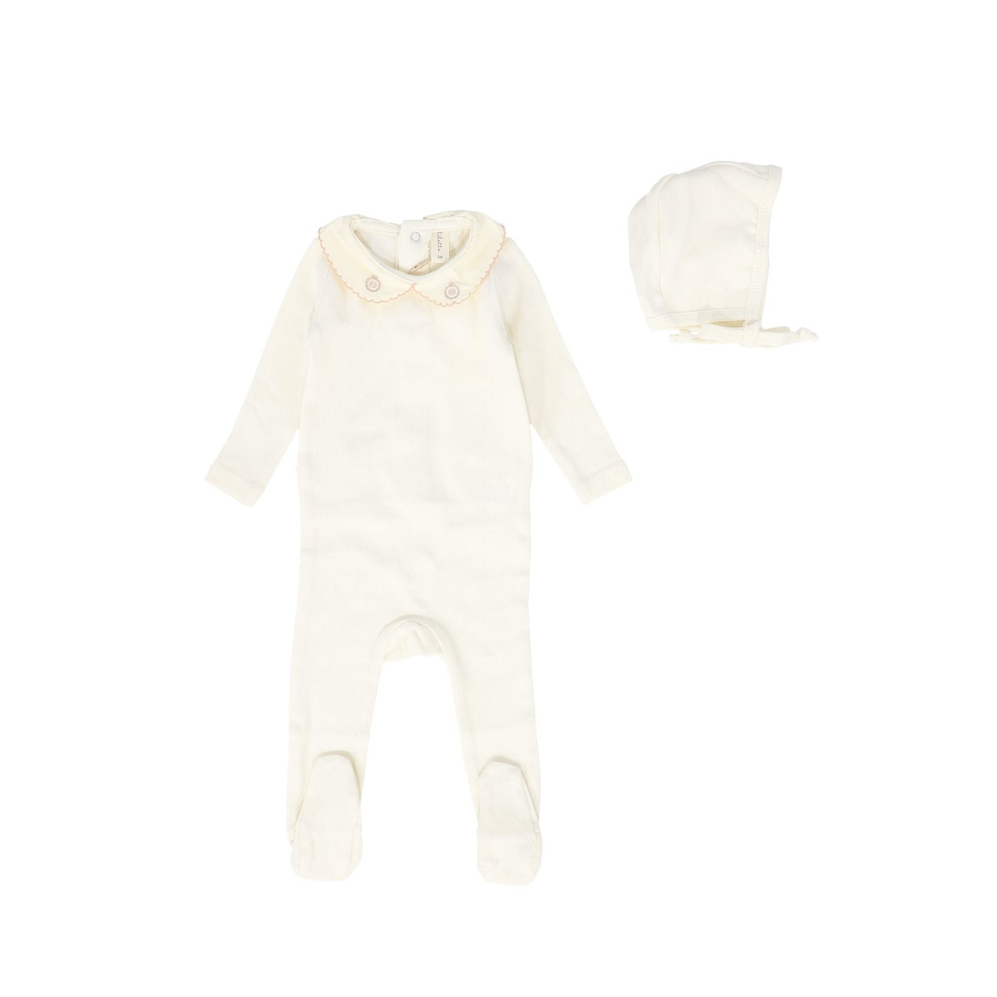 LILETTE CREAM/PINK SWEETHEART COLLAR FOOTIE SET