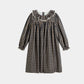 CERA UNA VOLTA NAVY CHECKED RUFFLE COLLAR DRESS