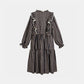 CERA UNA VOLTA NAVY CHECKED RUFFLE TRIM DRESS