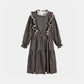 CERA UNA VOLTA NAVY CHECKED RUFFLE TRIM DRESS