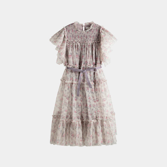 CERA UNA VOLTA PALE PINK TULLE ROSE PRINT JUMPER