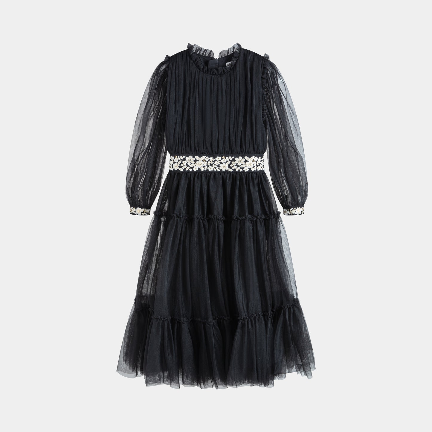 CERA UNA VOLTA BLACK TULLE TIERED DRESS