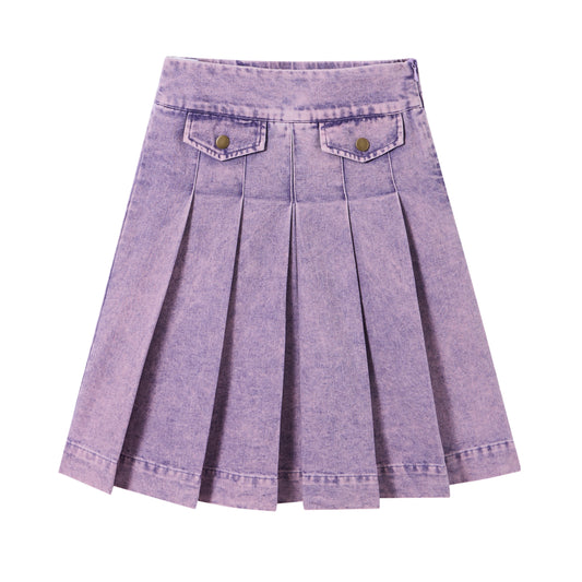 LIMONANA PURPLE WASH PLEAT SKIRT