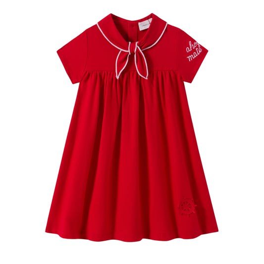 LIMONANA RED SAILOR TIE DRESS