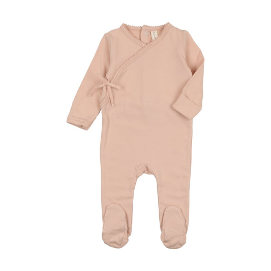 LILETTE PALE PINK BRUSHED COTTON WRAPOVER FOOTIE