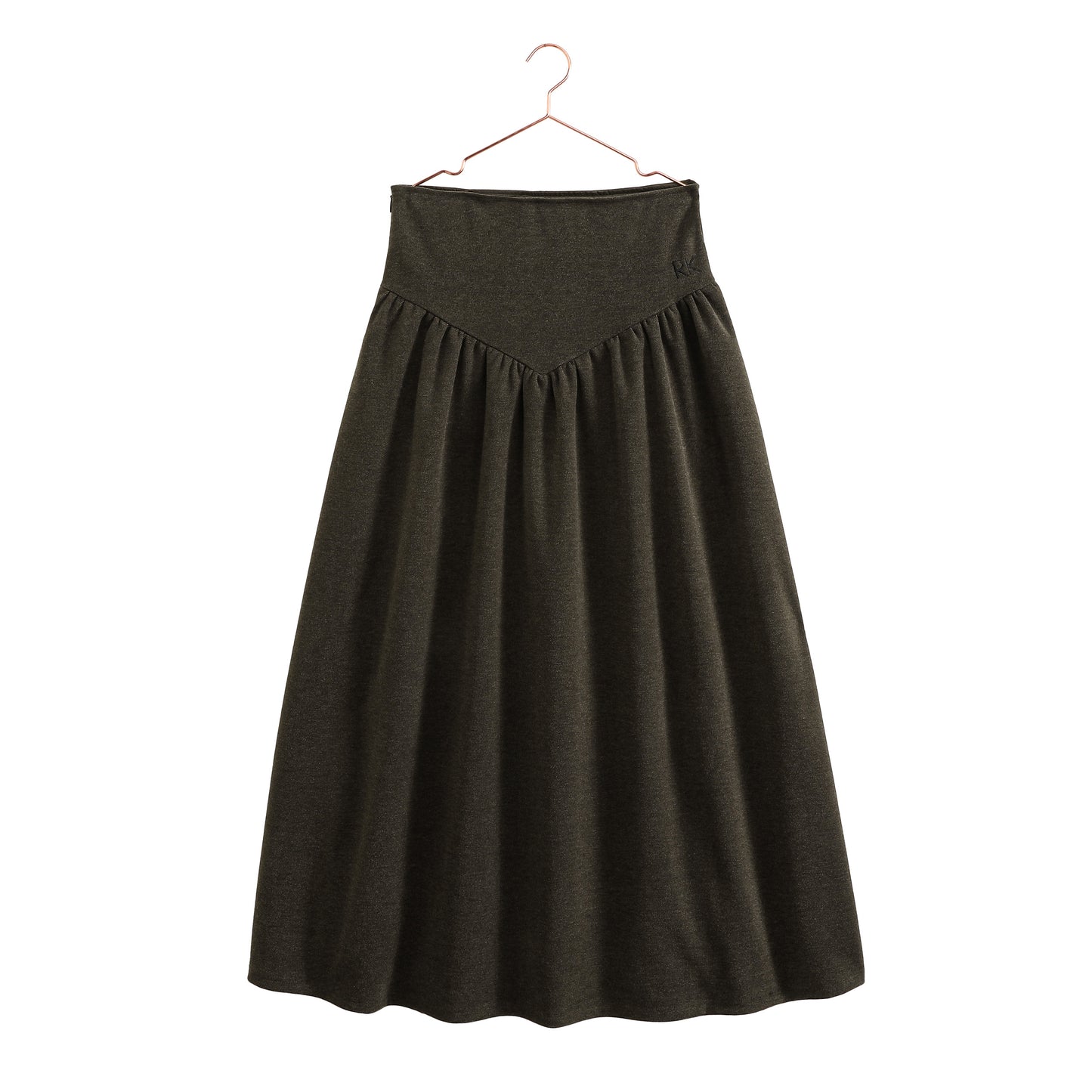 RETRO KID BROWN WOOL V WAIST MAXI SKIRT