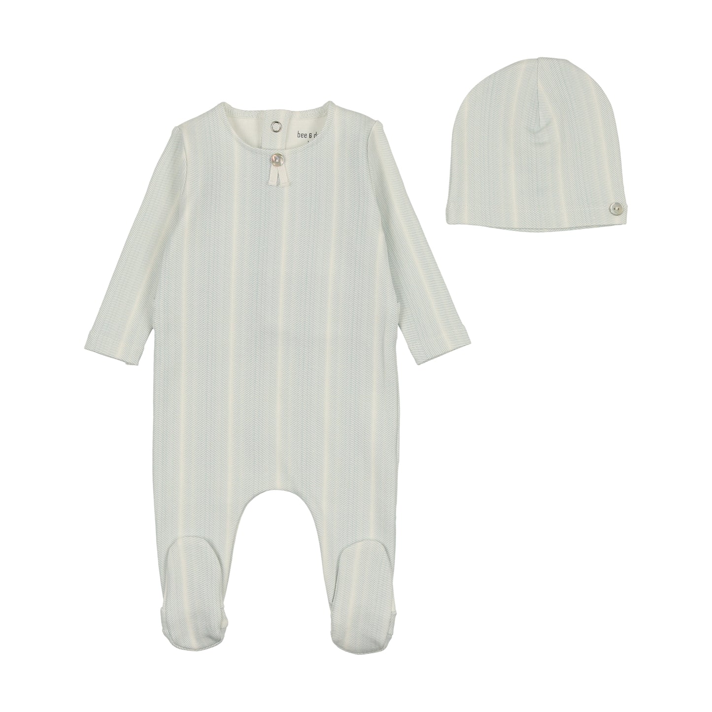 BEE & DEE BLUE CHEVRON PRINT FOOTIE + BEANIE