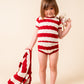 BIRINIT PETIT RED STRIPE OPEN KNIT BLOOMER SET