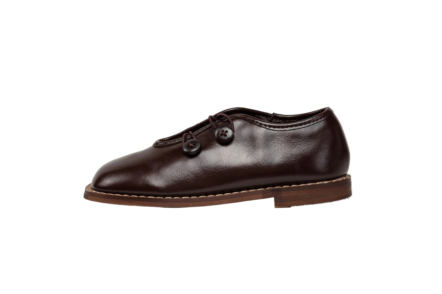 TANNERY & CO CHOCOLATE LEATHER BUTTON SHOE