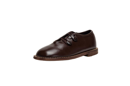 TANNERY & CO CHOCOLATE LEATHER BUTTON SHOE