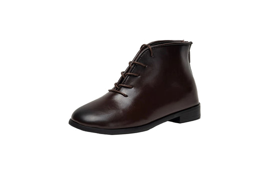 TANNERY & CO CHOCOLATE LEATHER BOOTIES