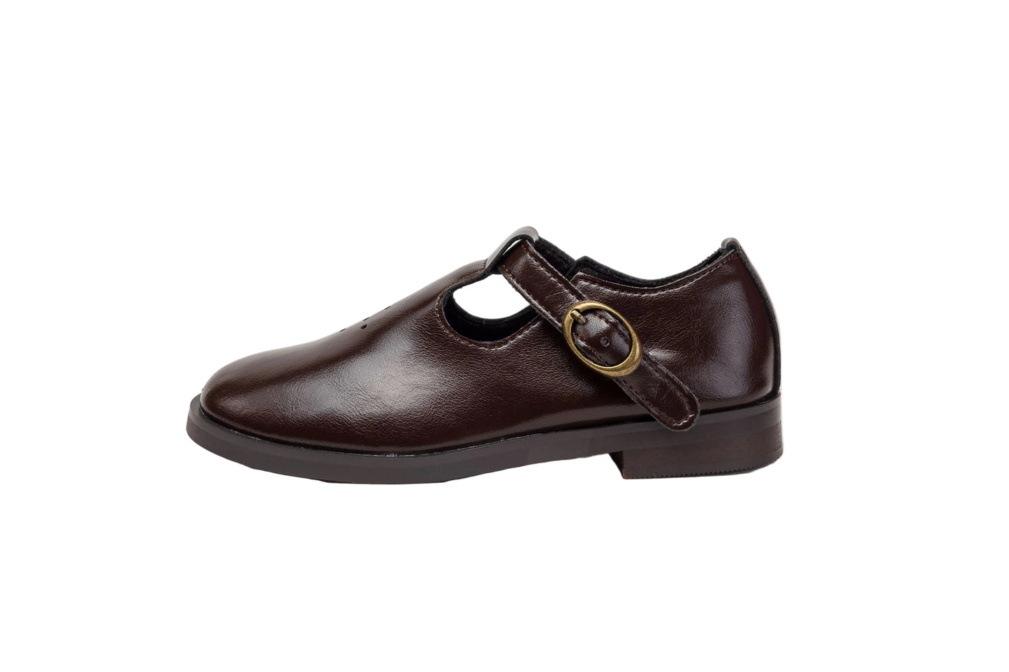 TANNERY & CO CHOCOLATE EYELET T-STRAP SHOE