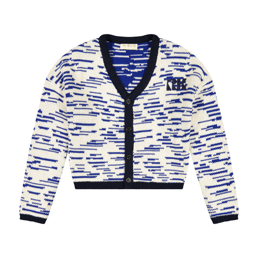 RETRO KID CREAM/BLUE CHUNKY KNIT CARDIGAN