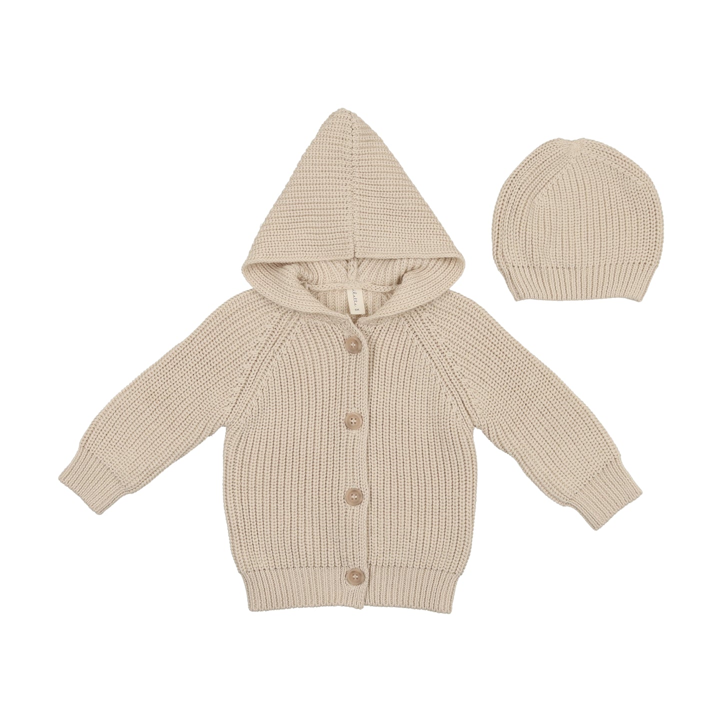 LILETTE NATURAL CHUNKY KNIT JACKET WITH BEANIE