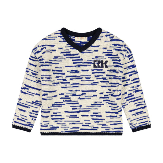 RETRO KID CREAM/BLUE CHUNKY KNIT SWEATER