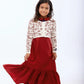 RETRO KID CREAM/BURGUNDY CHUNKY KNIT CROP CARDIGAN