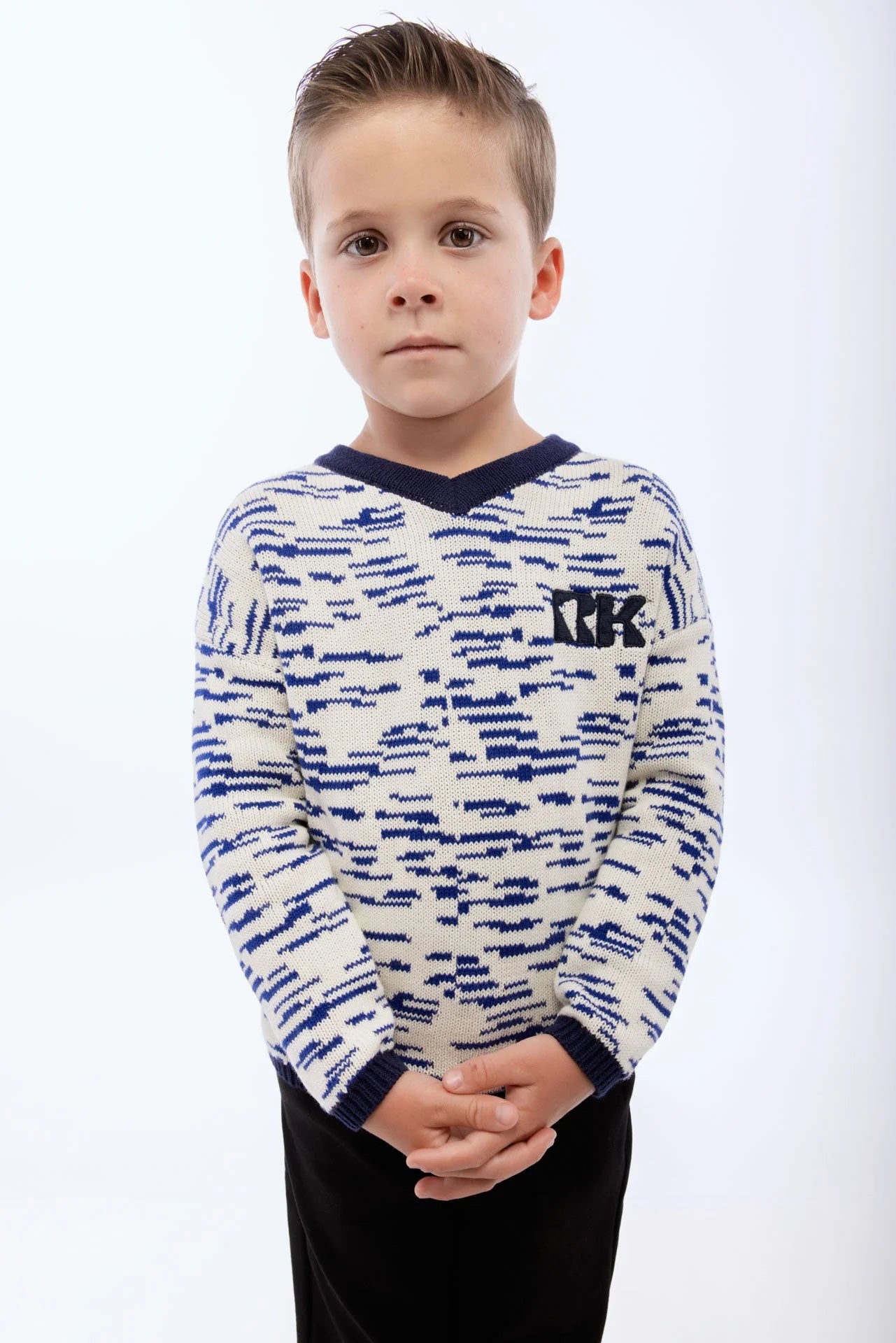 RETRO KID CREAM/BLUE CHUNKY KNIT SWEATER