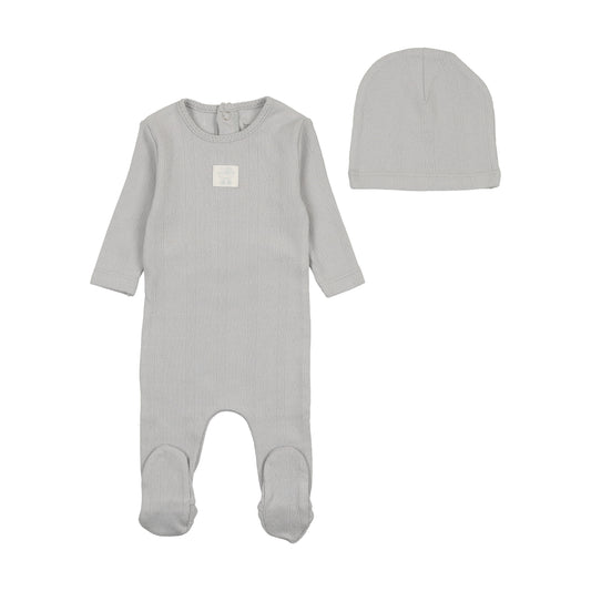 BEE & DEE BLUE POINTELLE CARRIAGE FOOTIE + BEANIE