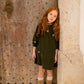 ORANGE DIMANCHE GREEN CORDUROY EMBROIDERED DRESS