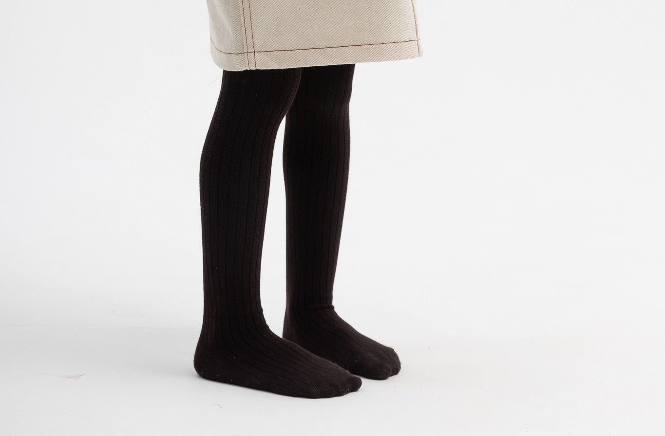 PLEASE MOM BROWN RIBBED TIGHTS