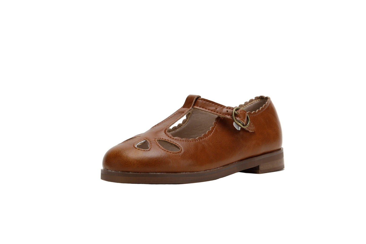 TANNERY & CO BROWN EYELET T-STRAP SHOE