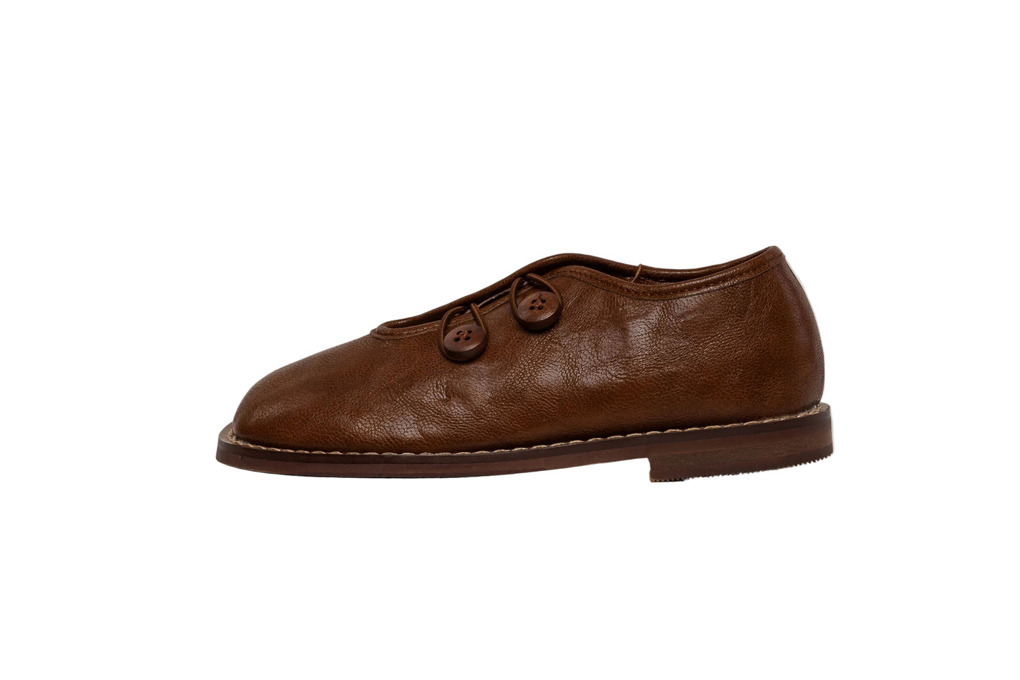 TANNERY & CO BROWN LEATHER BUTTON SHOE
