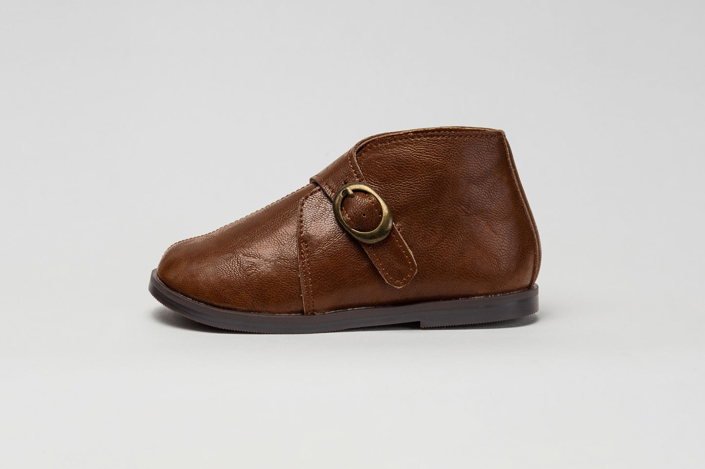 TANNERY & CO BROWN LEATHER SIDE BUCKLE BOOTIE
